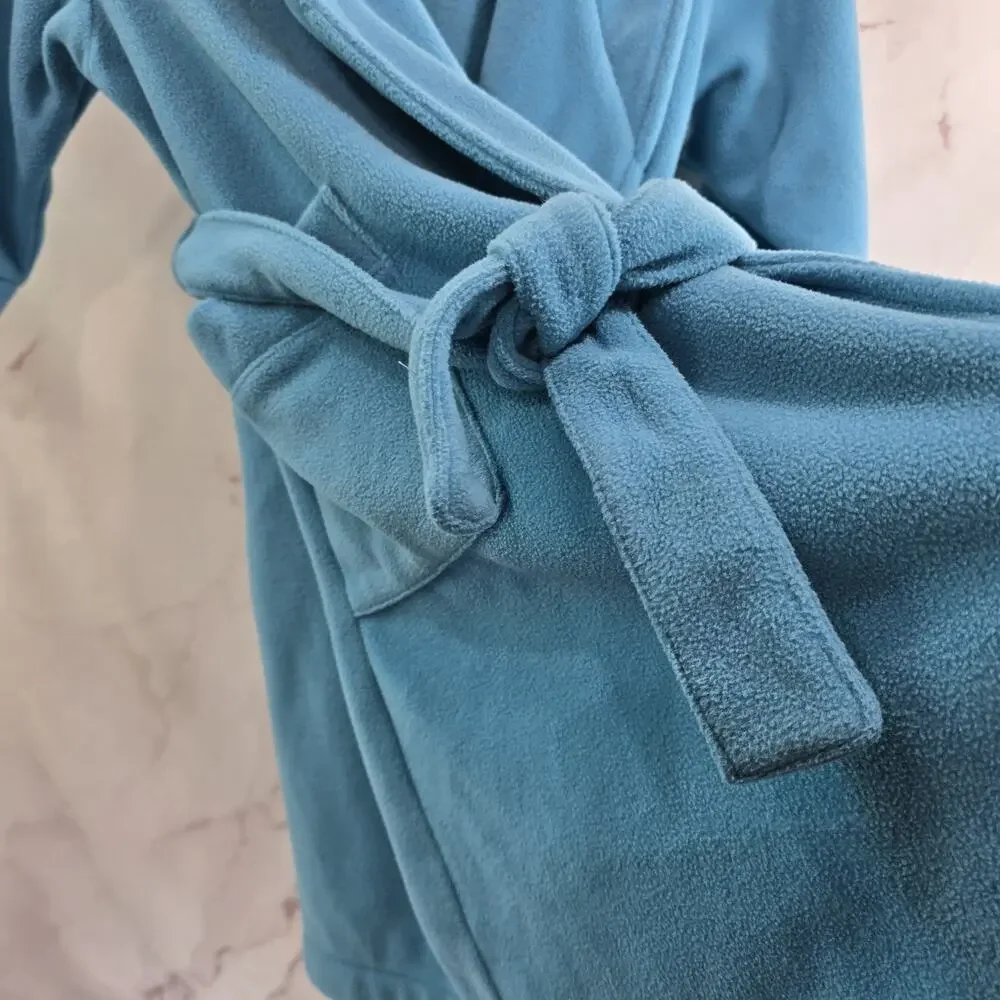 LL Bean Robe Kids 4 Blue Fleece Boys Girls Housecoat Bath Fleece Youth Vintage